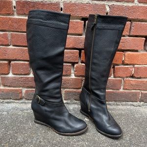J shoes leather knee high wedge boots size 8.5